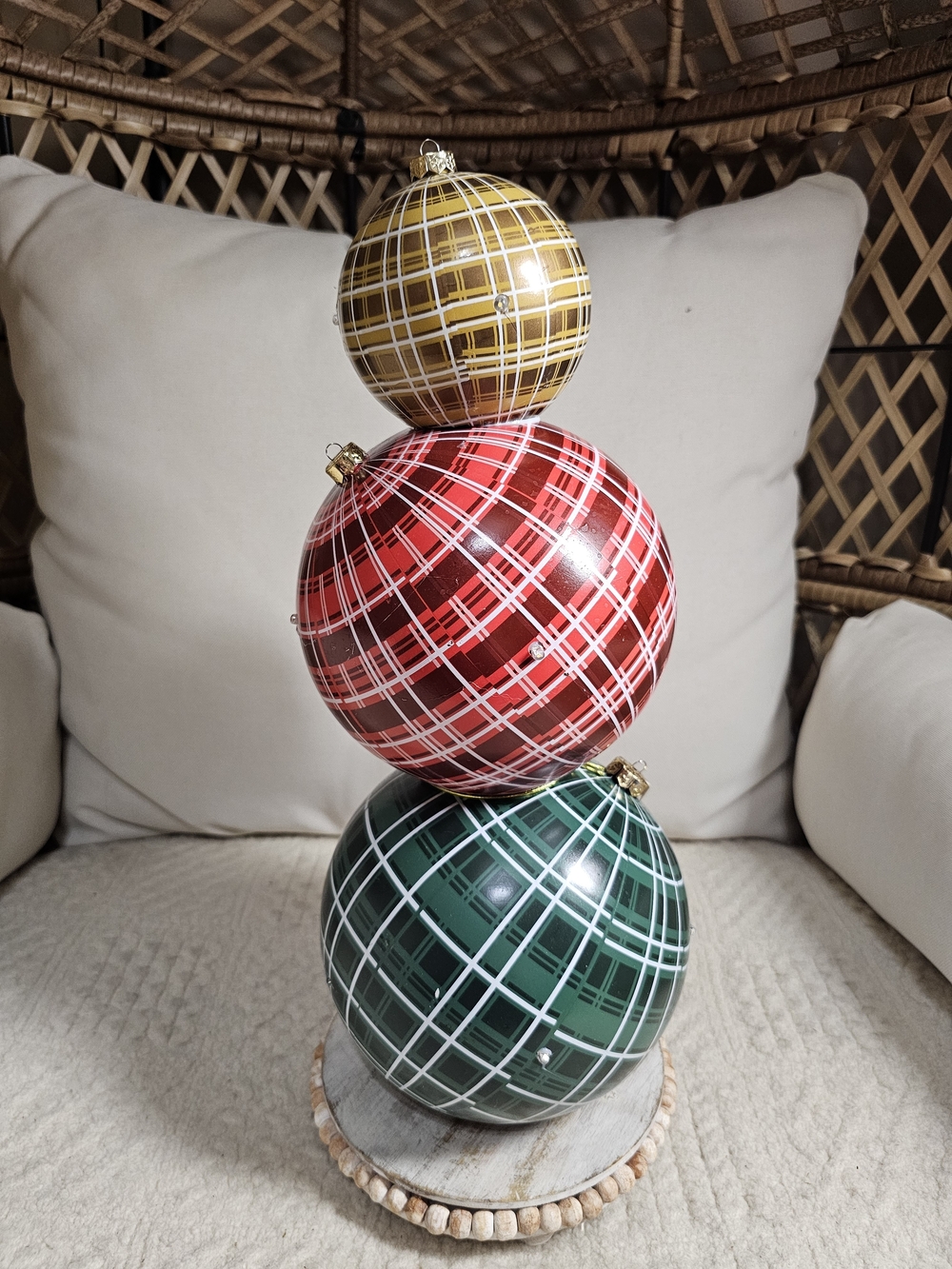 Holiday Plaid Ornament Stack Balls LED By Martha Stewart 20" Christmas